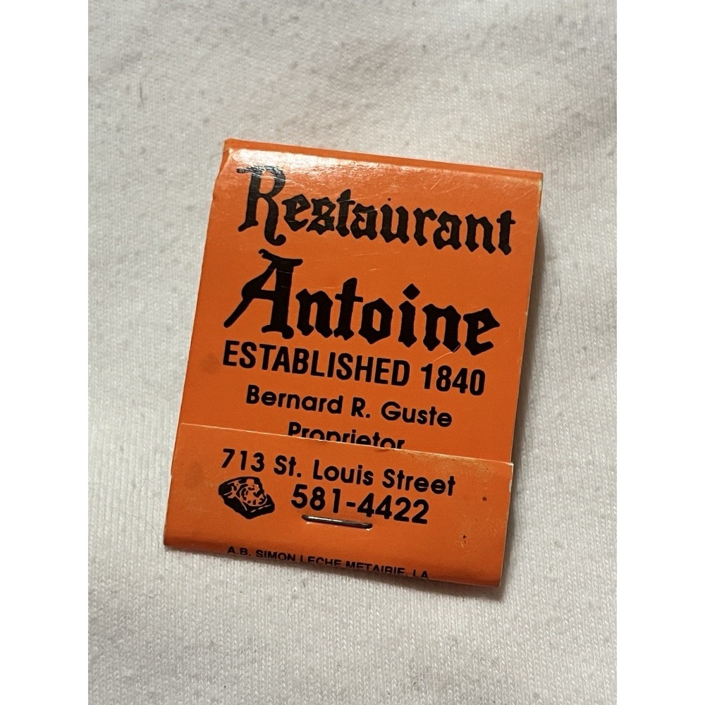 Vintage Antoine's Restaurant New Orleans Matchbook 1840 St Louis St French